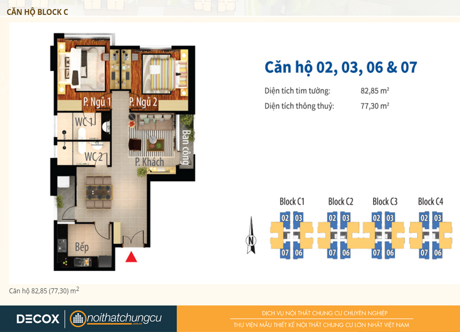 Mặt bằng căn hộ chung cư Him Lam Chợ Lớn Block C 82m2 : căn hộ 02, 03, 06, 07 - 2 phòng ngủ ( 77.30m2) Mặt bằng căn hộ chung cư Him Lam Chợ Lớn Block C 82m2 : căn hộ 02, 03, 06, 07 - 2 phòng ngủ ( 77.30m2)