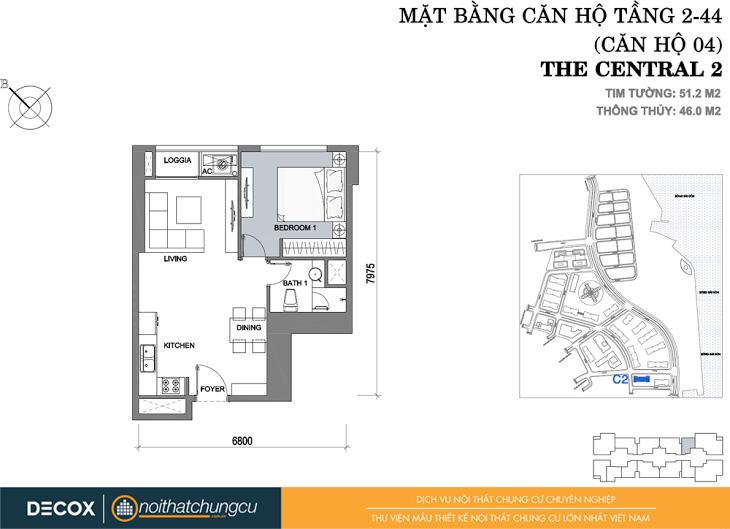 Mặt bằng căn hộ chung cư Vinhomes Central Park 51m2 : căn hộ 04 1 phòng ngủ (46m2). Mặt bằng căn hộ chung cư Vinhomes Central Park 51m2 : căn hộ 04 1 phòng ngủ (46m2).