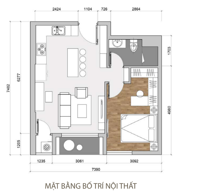 Tư vấn thiết kế nội thất căn hộ Masteri 48m2