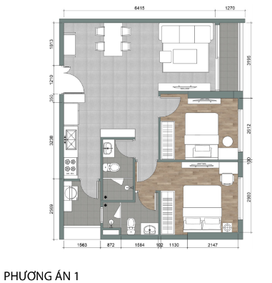 Tư vấn thiết kế nội thất căn hộ Dragon Hill 65m2
